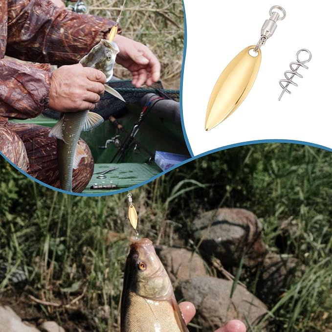 SUPERFINDINGS 15Pcs Fishing Lures Willow or Colorado Blade Spinner Blades Bearing Swivels Tail Spinner Spinnerbait Lure Making Supplies Bass Lures