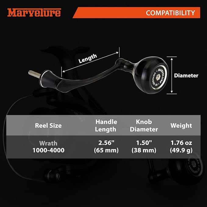 Locked-Type Power Handle (Hexagon Shaft) Compatible for Penn Wrath I II 2500-4000 Spinning Fishing Reel (Not for 5000-8000 Thread)