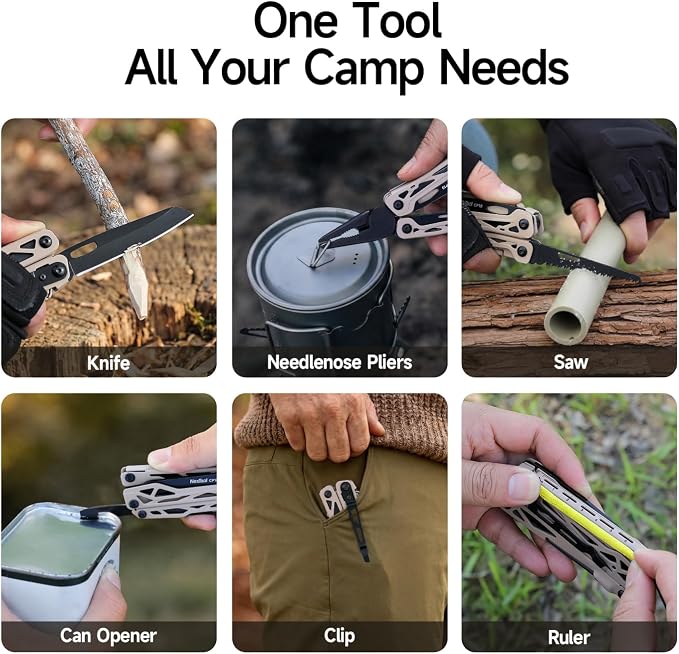 NexTool Camper CP10 Multitool,12-in-1 Multi tool with Scissors, Fire Starter, Tent Stake Puller, Locking Knife & Saw – EDC Gear for Outdoor, Hiking, Backpacking,Gifts for Men