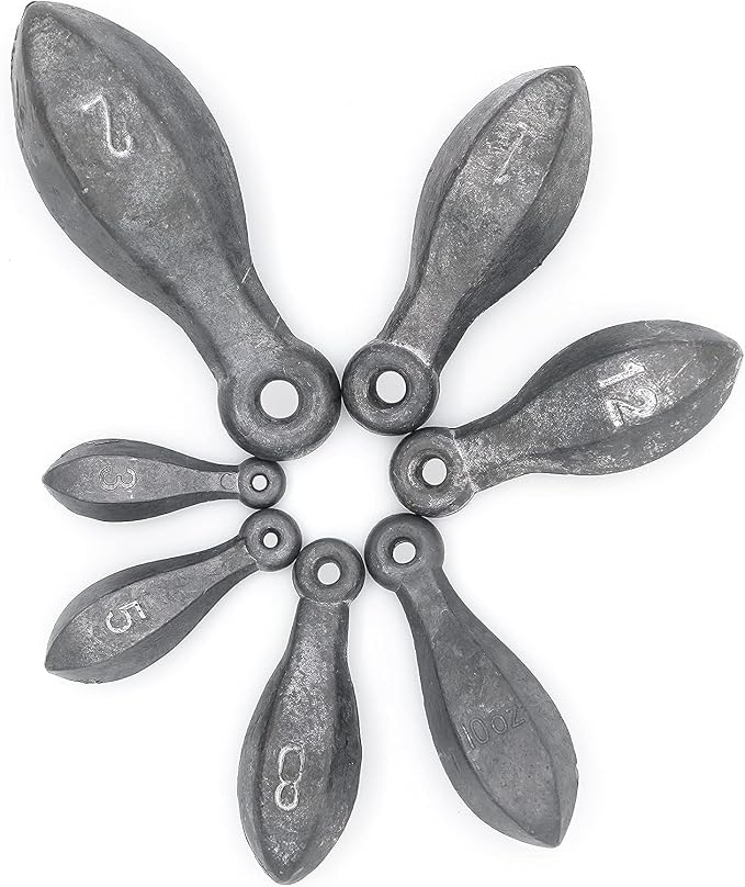 BLUEWING Bank Sinker 1LB/2LB/3LB/5LB/6LB Box Fishing Weights Saltwater Bullet Lead 1oz,2oz,3oz,5oz,8oz,10oz,12oz,16oz,32oz