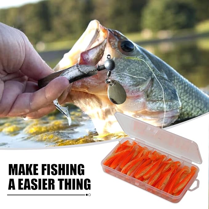 MAFIMOEA 50 Pcs Soft Fishing Lures Plastic Paddle Tail Swim Baits Kit for Bass Trout Walleye Crappie 5 Mixed Colors Fishing Soft Plastic Lure Kit 5.5CM