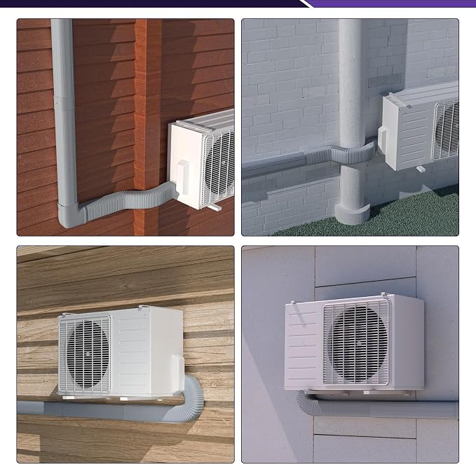 3" Width x 1.6 Ft Flexible Duct, PE Material, Mini Split Line Set Cover Part, Air Conditioner Accessories for Mini Split Air Conditioners and Central AC, Grey