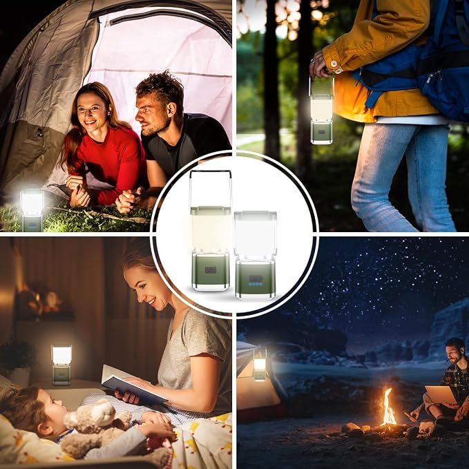 LED Camping Lantern, High Lumens Camping Light Rechargeable with 4 Light Modes, Waterproof, Camping Essentials, Mini Lantern Flashlight for Camping, Hurricane, Emergency, Hiking, Power Outages, 6pc