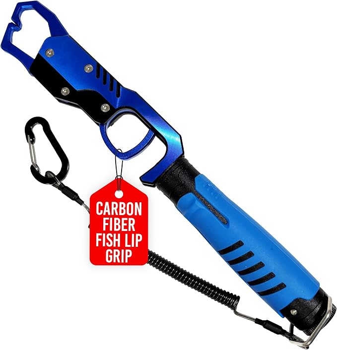 Rite Angler Carbon Fiber Fish Lip Grip for Fishing - Ergonomic Handle, Spring-Loaded, Corrosion-Resistant Grabber Tool - Fishing Gripper, Saltwater Fish Clamp Grips