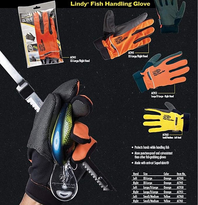 Lindy Fish Handling Glove Puncture-Proof and Cut Resistant Fish-Grabbing Glove
