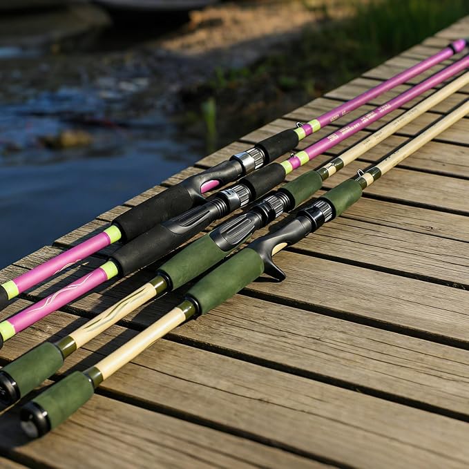 Sougayilang Fishing Rod 24-Ton Carbon&Glass Fiber Composite Spinning and Casting Rod, 2 Piece for Bass Trout Crappie Travel Fishing- 6'0"