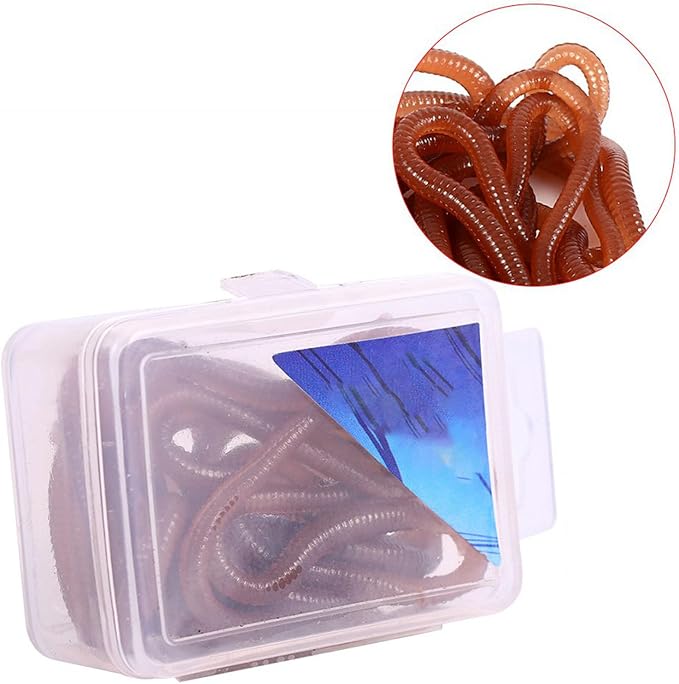 FLEXMAN Fishing Soft Lure, 10cm Elasticity Lifelike Worm Earthworm Bait, Fishing Lure Baits with Box for Fishermen Fishing