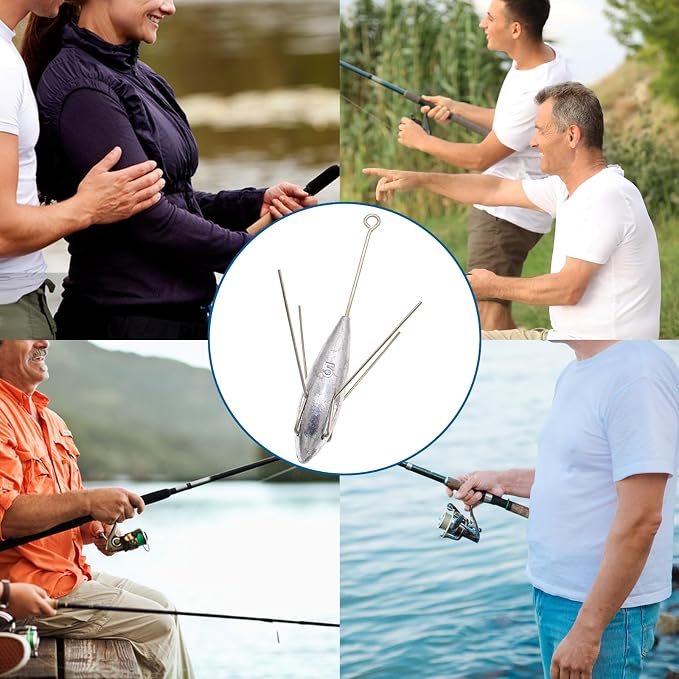 3 Pcs Sputnik Sinker Long Tail Fishing Weight Equipment, Saltwater Surf Casting Catfish Sinkers, Beach Sea Ocean Sand Fishing Spider Sinker(Silver)