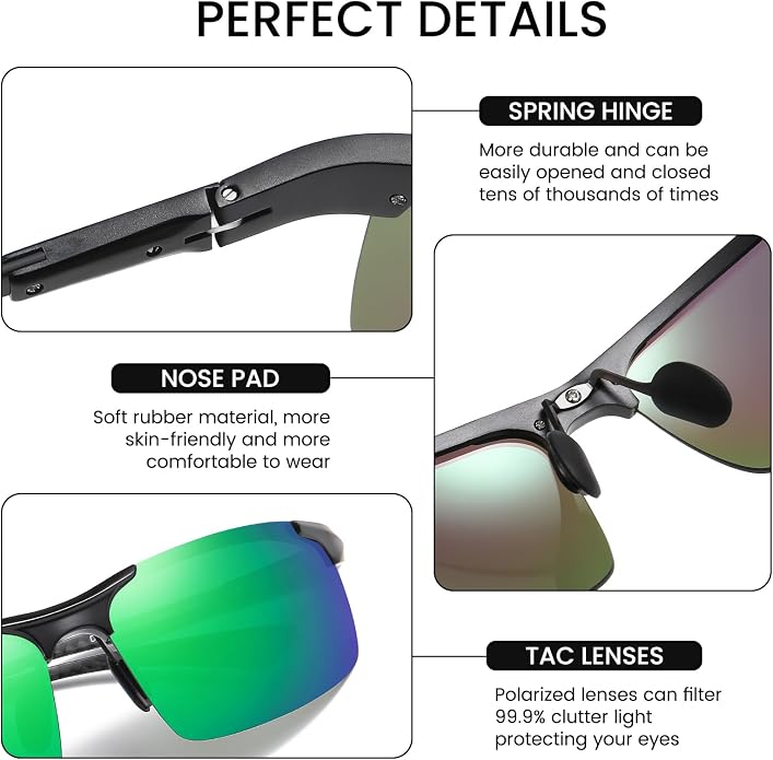 DUCO Polarized Sunglasses Mens Ultralight Carbon Fiber Sun Glasses for Men Driving Sports Fishing UV400 Protection DC8277