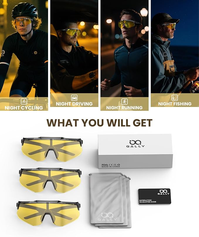 Polarized Sports Sunglasses for Men Women, UV400 Protection Mens Sunglasses Wrap Around Sun Glasses for Cycling Running
