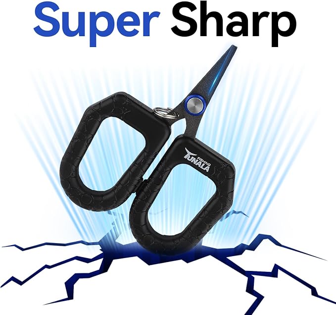 Fishing Scissors for Braided Line Fishing Line Cutter with Serrated Blades,Braid Mono & Fluorocarbon Scissors for Saltwater Fishing Gear with Coiled Lanyard