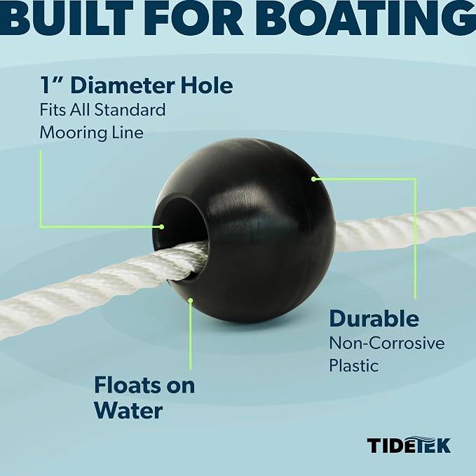 Dock Mooring Balls | #1 Boat Dock Accessories to Prevent Lines from Catching On Pier Pilings As Tides Rise & Fall, Protect Your Boat in the Slip When Water Levels Change, Fits Standard Marine Rope