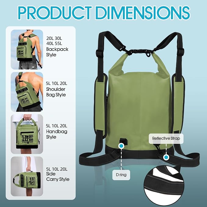 MORXPLOR Dry Bag Waterproof,5L/10L/20L/30L/40L/55L Roll Top Dry Bag Backpack with WaterProof Phone Case for Swim,Kayak