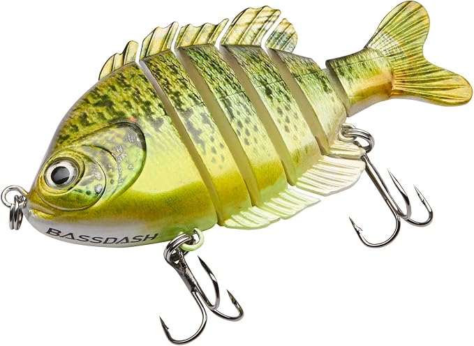 BASSDASH SwimPanfish Multi Jointed Panfish Bluegill Swimbaits Hard Topwater Bass Lures Fishing Lure Crank Saltwater 3.5in/0.85oz