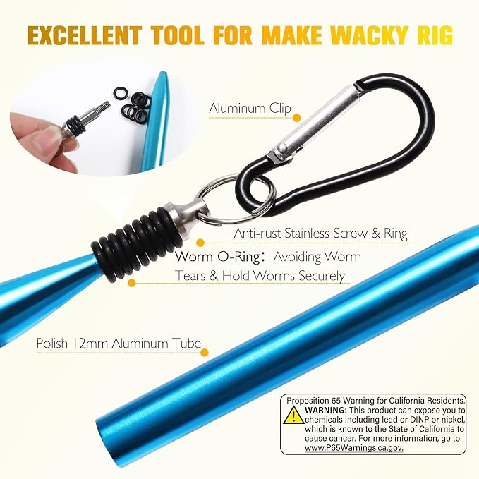 Dovesun Wacky Worm for Bass Trout Fishing Worms Kit with Soft Plastic Baits, Weedless Hooks, Bass Hooks,Weedless Jig Head, Wacky Rig Tool, O-Rings, Weight 152Pcs/131Pcs/50Pcs