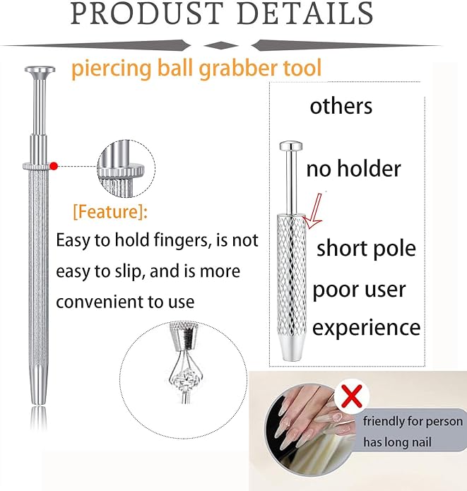 QWALIT Piercing Taper Threadless Insertion Tool - Titanium Labret Pin 16g, 18g, 20g