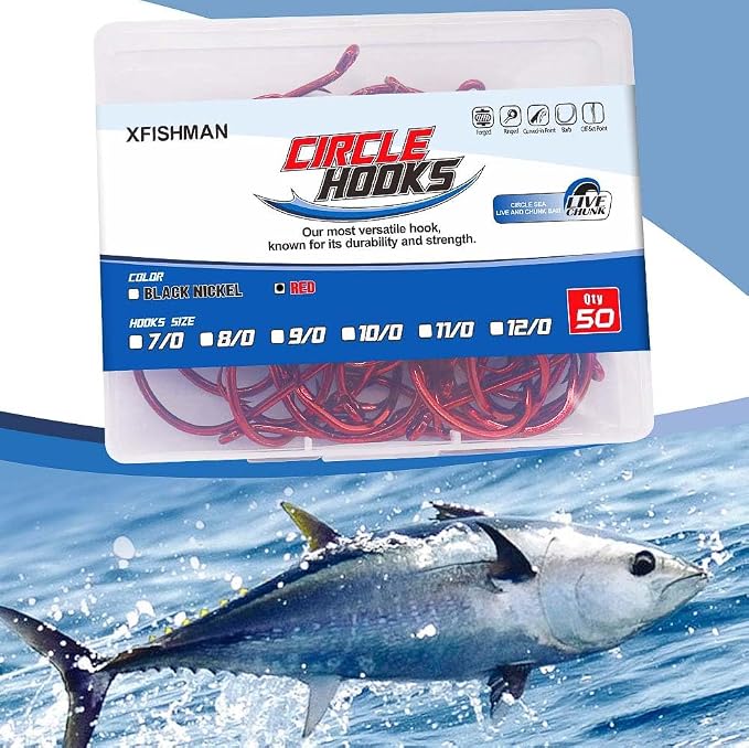 XFISHMAN Circle-Hooks-Fishing-Equipment-Octopus-Hooks-Saltwater-50 Pack #1 –12/0