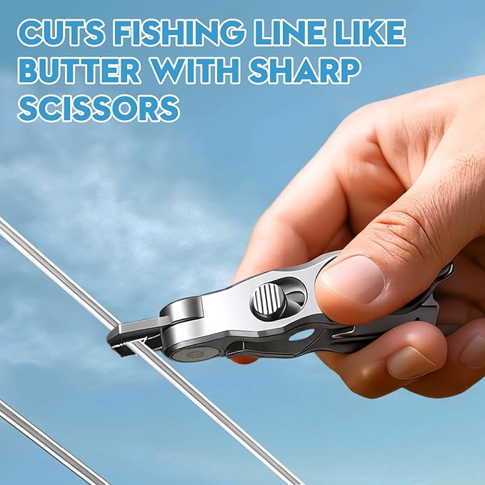 3-in-1 Portable Fishing Line Cutter with Retractor,Mini Stainless Steel Clippers with Retractable Zinger, Universal for Monofilament, Fluorocarbon & Braided Lines,Fly Tying Scissors for Men