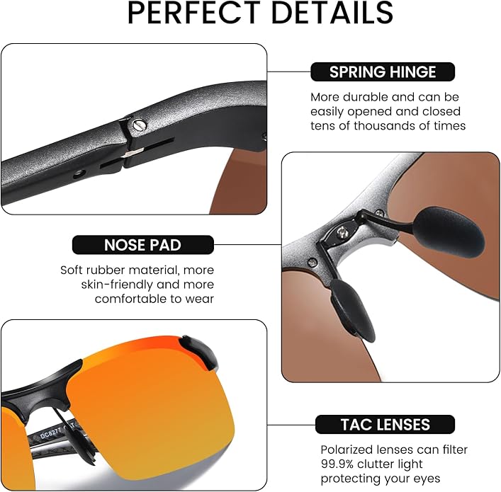 DUCO Polarized Sunglasses Mens Ultralight Carbon Fiber Sun Glasses for Men Driving Sports Fishing UV400 Protection DC8277