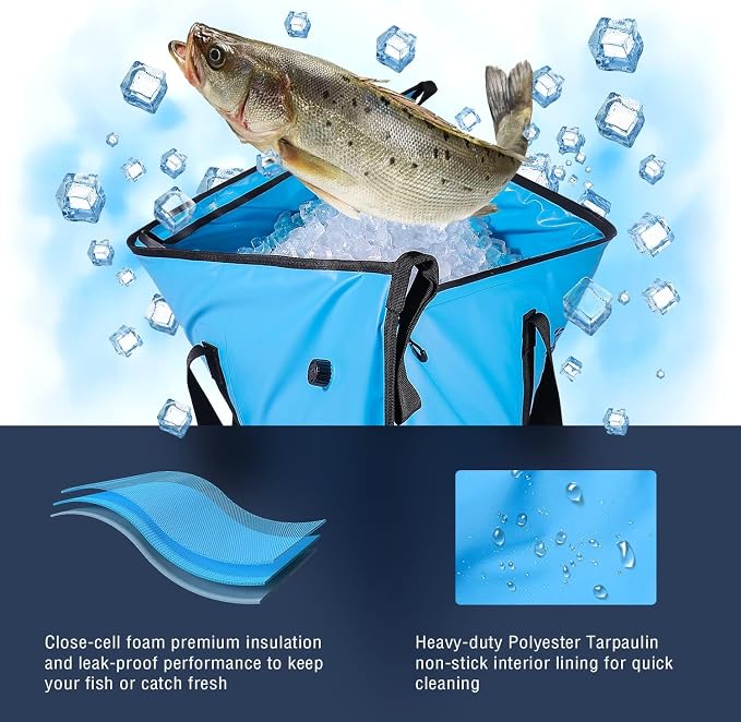 Buffalo Gear Insulated Cooler Bag - 20x18in Bait Cooler, Waterproof Fish Kill Bag