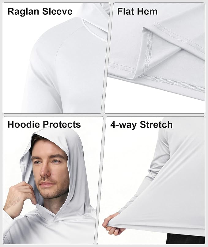 ZITY 5 Pack Mens UPF 50+ Hoodie Shirts Sun Protection Fishing Shirt Fast Dry Lightweight for Athletic Hiking Workout