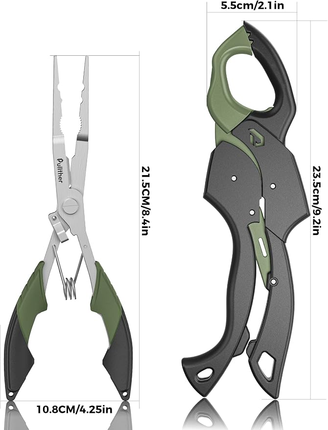Fish Gripper 9.2",Muti-Function Line Cutter Fishing Pliers, Saltwater Fishing Tool Kit,Fishing Gear with Fishing Lanyard