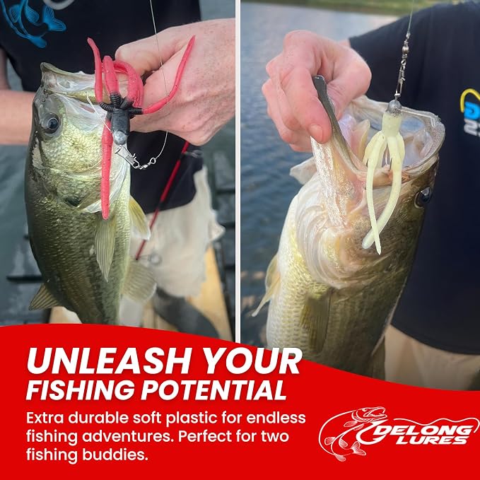 Delong Lures - The Squirm Fishing Lures - Ultimate Bass Fishing Kit - Weighted Jigs for Freshwater & Saltwater, Large Swimbait Lures - Made in USA
