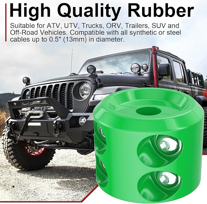 BFXM Rubber Winch Stopper for Cable Hook, Rubber Rope Line Saver for ATV UTV SUV Winches, with Allen Wrench (Green)