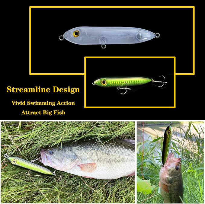20PCS Lure Blanks Unpainted Fishing Lures, Crankbait Kit With 3D Eyes for Walleye Trout Bass Fishing, Topwater Hard Lures