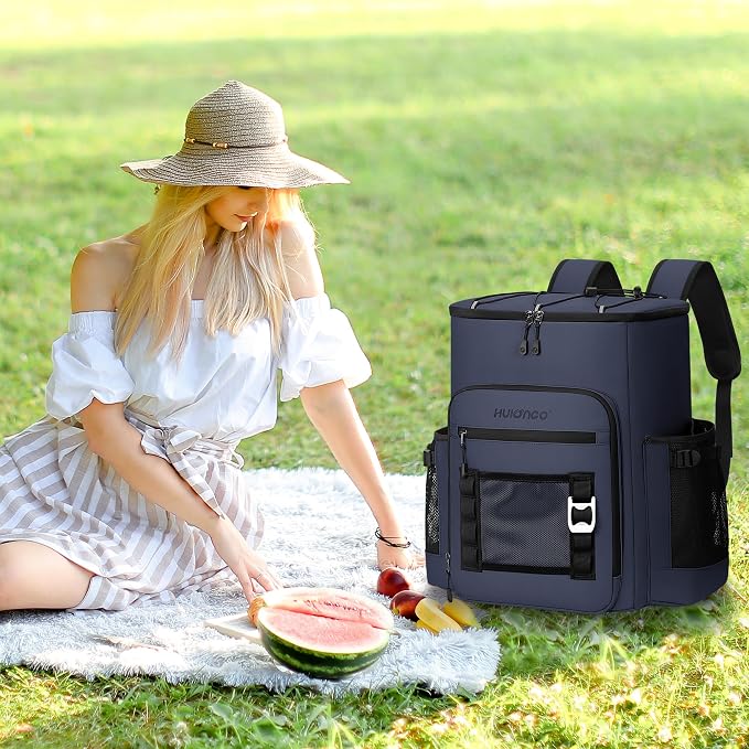 Hulongo Cooler Backpack, 30L Insulated Leakproof Soft Cooler Bag for 52 Cans, Lightweight Backpack for Beach, Picnic, Camping, Hiking, Fishing and Travel