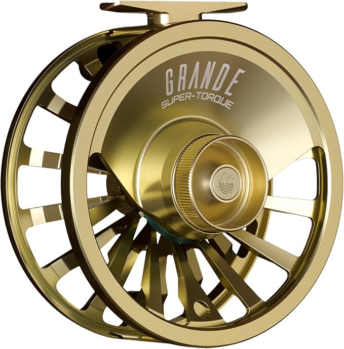 Redington Grande Fly Fishing Reel, Heavyweight Big Game Fly Reels, Freshwater and Saltwater, Super-Torque Drag System, Champagne, 14+