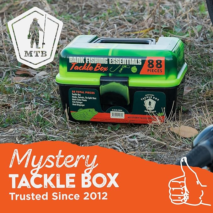Catch Co Mystery Tackle Box Bank Fishing Essentials - 88 Pieces - Small Tackle Box