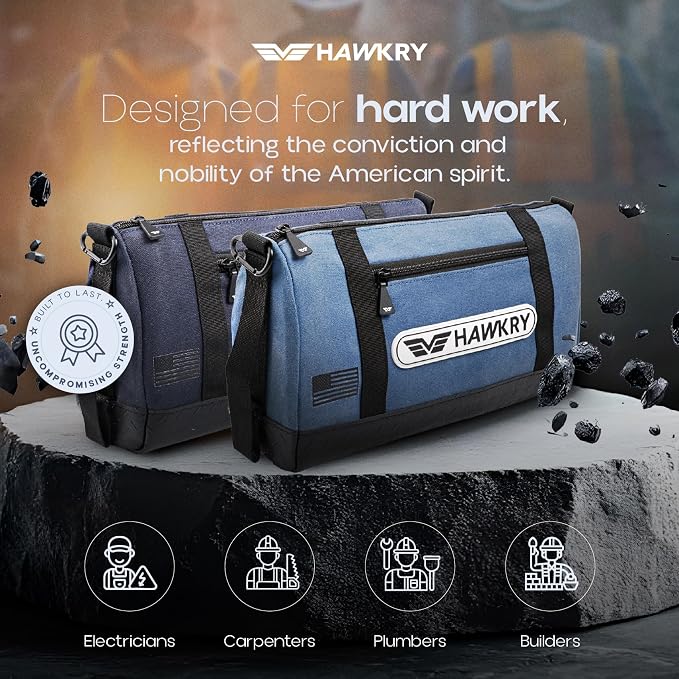 HAWKRY Heavy Duty Canvas Tool Bag Set of 2 ā Waterproof Canvas Zipper Pouch, Garden Tool Bag, Construction Bags Heavy Duty, Small Zipper Pouch, Motorcycle Tool, Multipurpose Fishing Bag