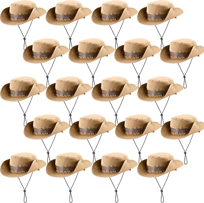 Xtinmee 20 Pcs Boonie Hat Bulk Wide Brim Bucket Hat Safari Hats Outdoor Sun Hats for Hiking Camping with Adjustable Strap