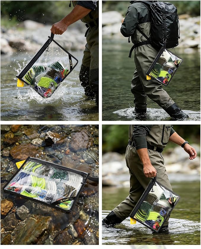 CVLIFE 2-Pack Soft Plastic Tackle Storage Bag, Water-Resistant Fishing Bait Storage Bag with Webbing Handle & Removable ID Card, Fits 3600 and 3700 Tackle Boxes, Saltwater Lure Gear Storage