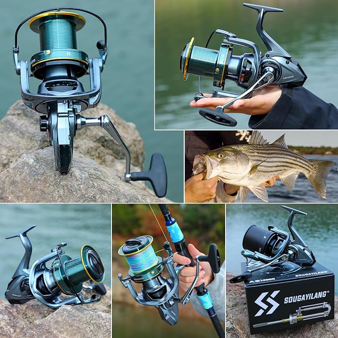 Sougayilang Surf Spinning Reel - Ultra Smooth Drag System for Big Game Saltwater Surf Fishing, Powerful Ideal High-Capacity Reel for Saltwater and Offshore Fishing