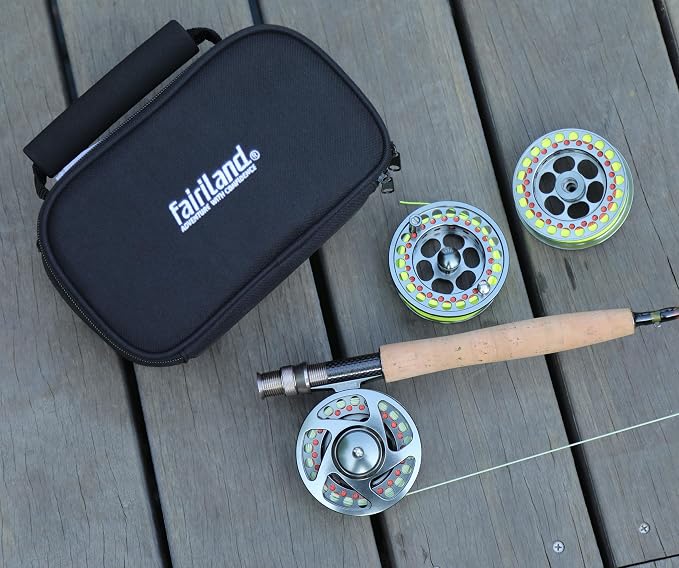 TURMAX MK2 Fly Fishing Reel Combo, CNC Aluminum Large Arbor Fly Reel with 2 Extra Spools and Storage Case, Sealed Carbon Drag, Left/Right Retrieve, 5/6 and 7/8 Line Weight Options
