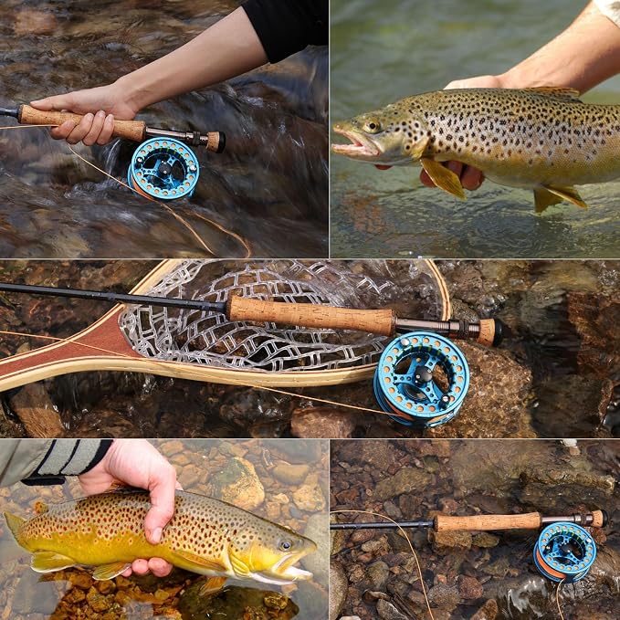 Sougayilang 5/6 Weight 9ft Fly Rod, 4-Piece Graphite Rod, Die Cast Aluminum Reel, Carrying Case, Fly Box & Fishing Flies Combo Starter Kit
