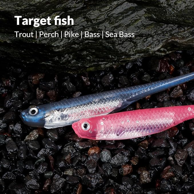 QualyQualy Soft Swimbait Fishing Lures 5PCS 6PCS Jerk Shad Minnow Drop Shot Lure Bass Bait Shad Lure Soft Jerkbait for Bass Trout Pike Walleye Crappie 2.95'' 3.93'' 4.72''