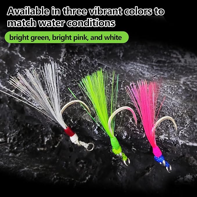 Eupheng Fishing Assist Hooks for Topwater Lures, Dancing Stinger Jigging Hooks Replacement Fishing Hooks for Freshwater & Saltwater