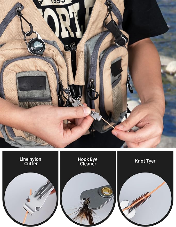 Fishing Knot Tying Tool, Multifunctional Fly Fshing Nippers,3 in 1 Fly Fishing Line Cutter with Retractor