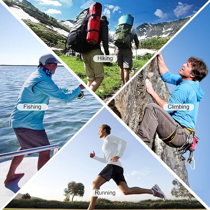 Roadbox UPF 50+ Fishing Shirts for Men, Long Sleeve UV Sun Protection Hoodie, Outdoor Hiking Running Swimming Rash Guard