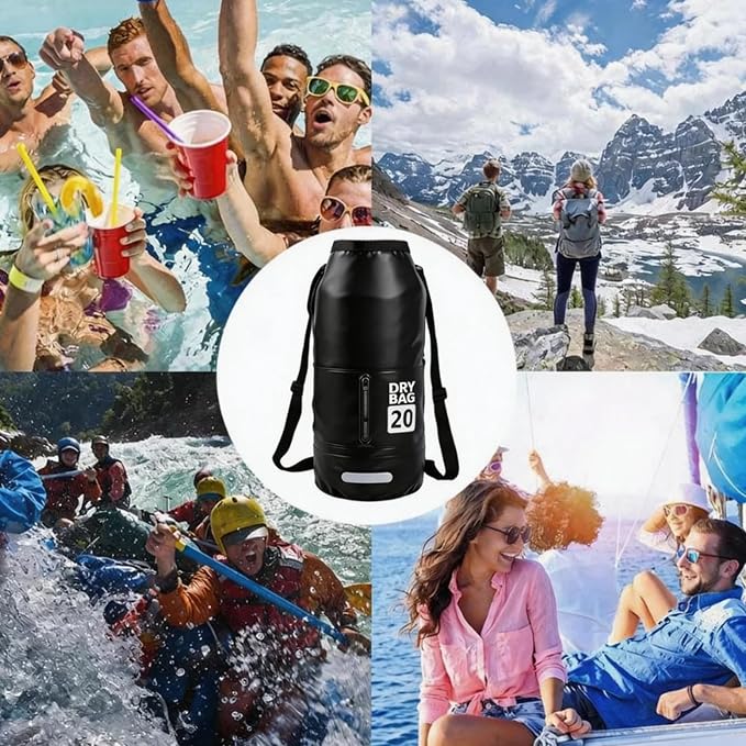 20L Waterproof Dry Bag - Floating Heavy Duty PVC Dry Sack - for Boating, Fishing & Beach - Backpack Style Waterproof Bag for Men & Women