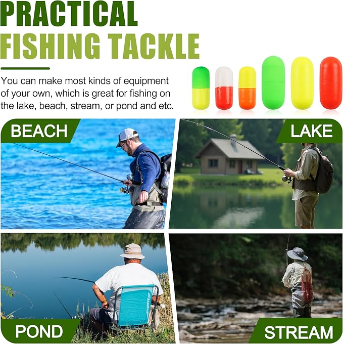 AGOOL Pompano Rigs Fishing Floats Bobbers Snell Float Foam Fishing Rig Floats Live Bait Walleye Rig Making Accessories Bullet Cylinder Float for Trout Catfish