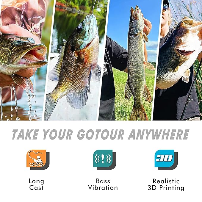 GOTOUR Pre-Rigged Soft Fishing Lures with Weedless Hook, Lifelike Paddle Tail Swimbaits for Bass Fishing, Freshwater & Saltwater Fishing Bait, Fishing Tackle for Bass, Pike, Trout, and Walleye