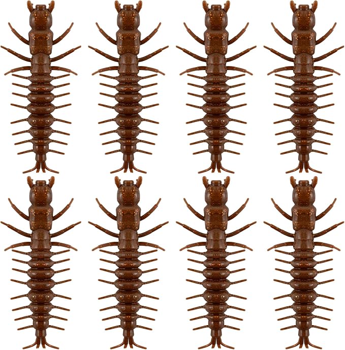 Dr.Fish 8/20 Pack Hellgrammite Soft Fishing Lure Worm Bait 2''/3" Freshwater Bass Fishing Plastic Lures Grub Crappie Panfish Bluegill Trout Walleye