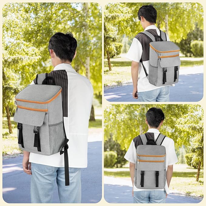 Backpack Cooler - 30 Cans Insulated Cooler Backpack for Men & Women Portable Leak Proof Lunch Backpack Cooler Bag for Beach Picnic Travel Work Camping Hiking-Grey