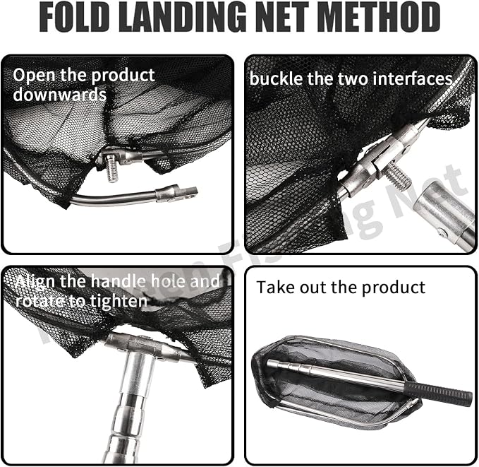 Neween Fishing Net, Foldable Collapsible Telescopic Fish Landing Net, Durable Nylon Material Mesh Landing Net for Easy Catching or Releasing for Trout