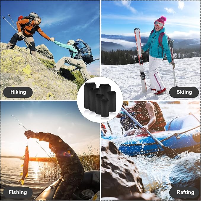 Shappy 6 Pcs Waterproof Dry Bag Set Ultralight Stuff Sack 20/15/10/8/5/3L Backpacking Bag with Long Adjustable Strap Outdoor Keep Gear Dry Sack for Camping Kayaking Boating Hiking Travel