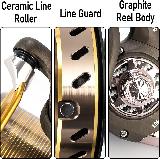 Dr.Fish Long Shot Spinning Reel, 10000/12000 Saltwater Surf Fishing Reel, 13+1 BBS, 48LB Max Drag, Ultra High Capacity, Heavy Duty Long Cast Offshore Trolling Surf Casting